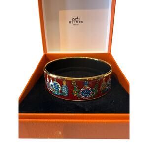 Hermes Gold & Enamel Qu'Importe le Flacon by Catherine Baschet Wide Bangle 70